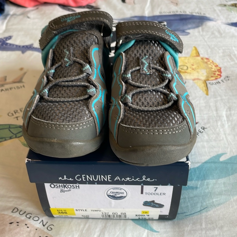 Toddler Boys Summer sandal Shoes Size 7 gray/aqua